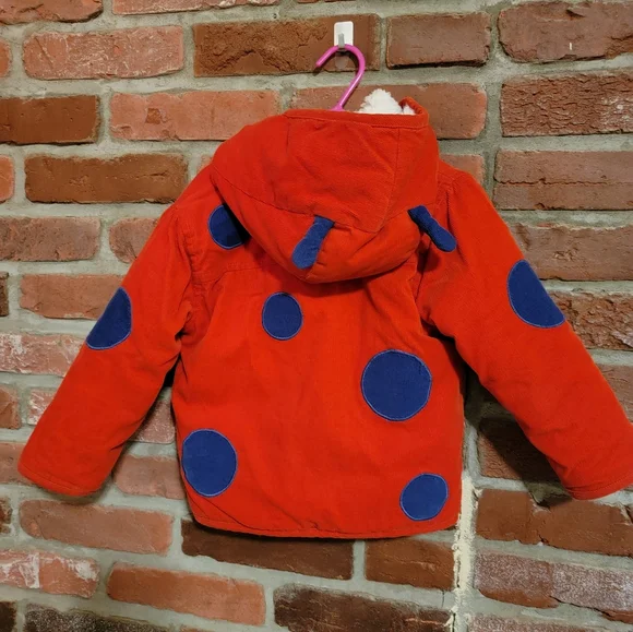 Mini Boden Cord Appliqué Ladybug Spot Coat, Red Size 18-24 months 92 CM